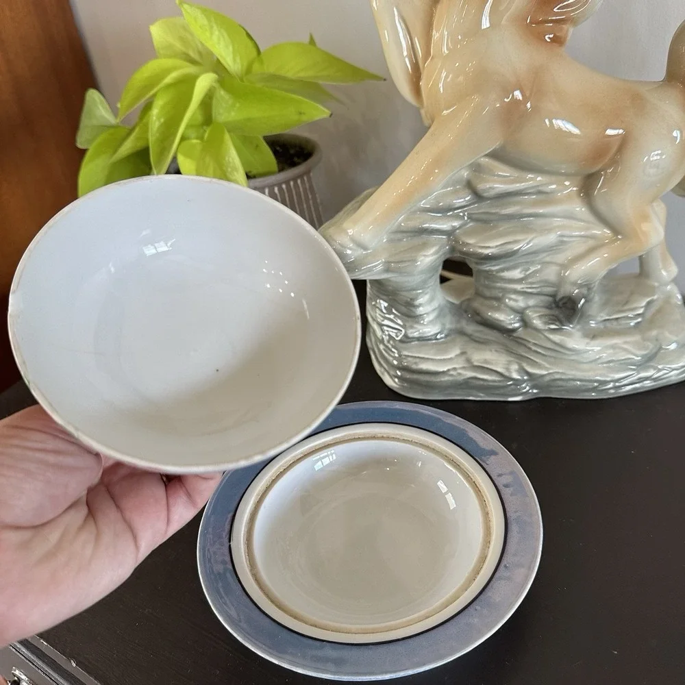 VTG Hand Painted Porcelain Floral Butter Cheese Dish Opalescent Japan 7